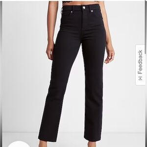 Express Straight Ankle High Waisted Jeans Black
